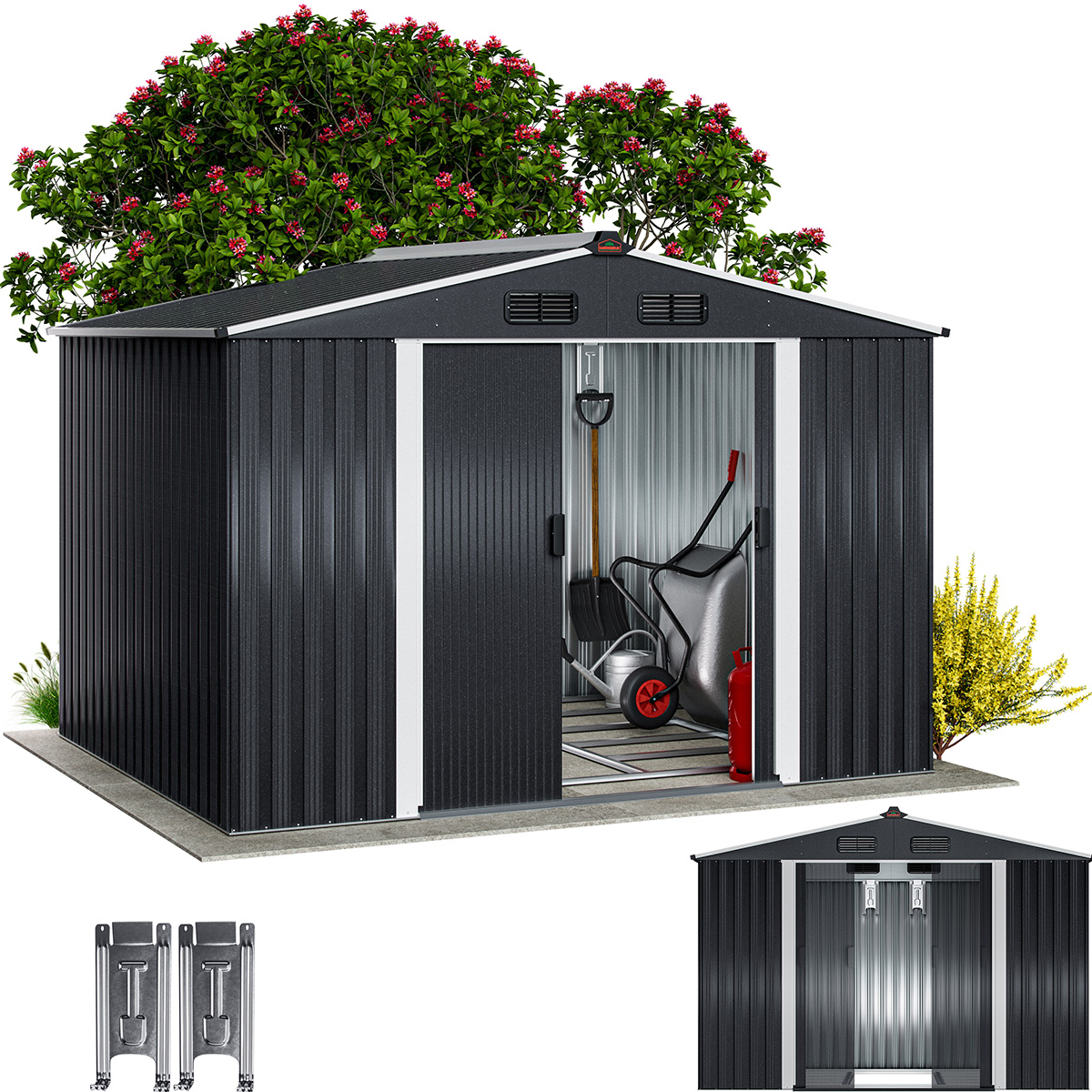 01_1_996743_on_fs-m_web_low.jpg Capanno per attrezzi in metallo antracite-metallizzato 260x205x180cm - immagine 1