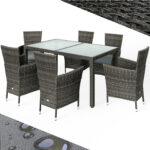 Divano da giardino in polyrattan 7 pezzi grigio/antracite