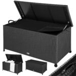 Baule da giardino nero polyrattan 117x53x60cm