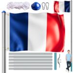 Asta in alluminio 650 cm con bandiera Francia inclusa
