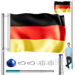 Asta per bandiere in alluminio 630 cm, inclusa bandiera della Germania