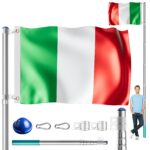 Asta per bandiera in alluminio 630 cm con bandiera Italia inclusa