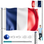 Asta per bandiere in alluminio 630 cm inclusa bandiera della Francia