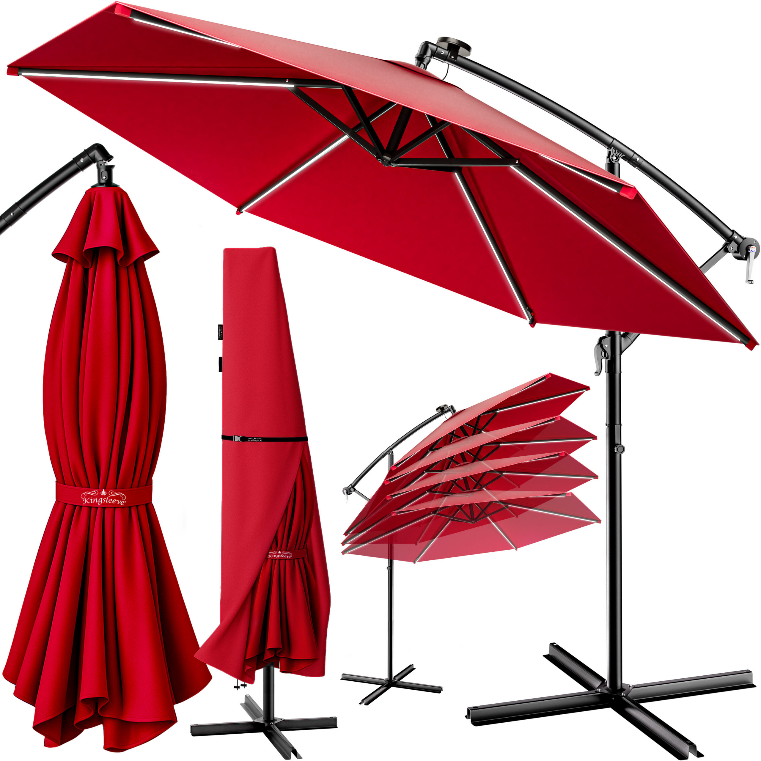 01_3_107014_on_fs-m_de.jpg Ombrellone decentrato Mali LED rosso Ø350cm UV30+ - immagine 1