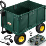 Carrello di trasporto 550 kg Verde 110x75x52cm con 4 pneumatici e telone