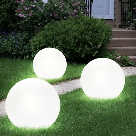 Set di 3 lampade a sfera solari a LED da giardino, luci a picchetto per patio, illuminazione bianca