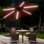 Ombrellone decentrato Mali LED rosso Ø350cm UV30+ - immagine 2