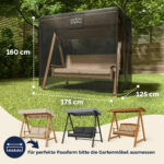 Telo di copertura per dondolo da giardino antracite 175x125x160 cm 9100 mm colonna d'acqua - immagine 2