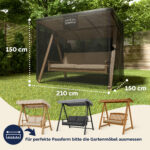 Telo di copertura per dondolo da giardino antracite 210x150x150 cm 9100 mm colonna d'acqua - immagine 2
