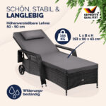 Sdraio da giardino antracite polyrattan 193x90x43cm - immagine 2