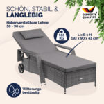 Sdraio da giardino grigio/antracite polyrattan 193x90x43cm - immagine 2