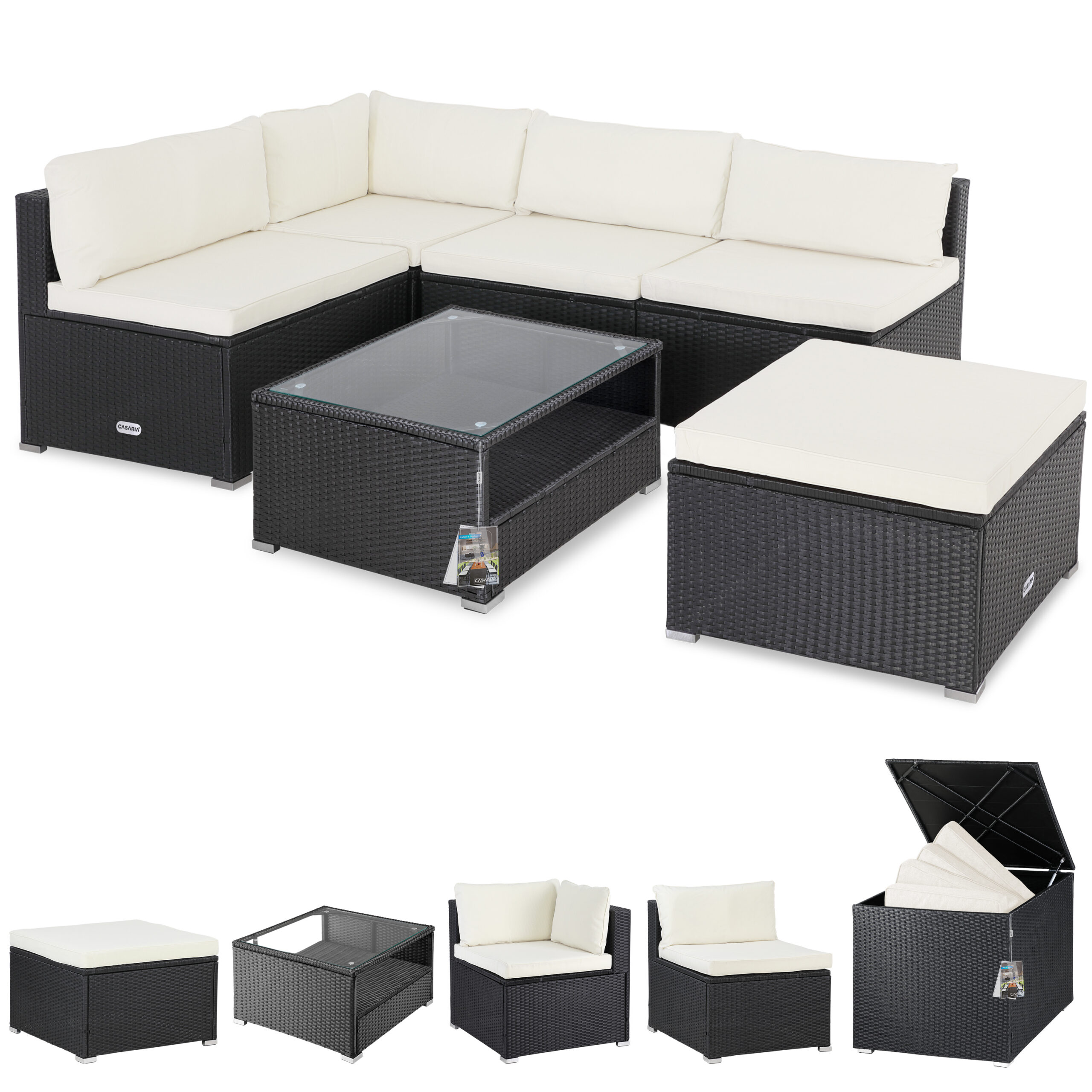 02_997633_on_fs_amz_high_de.jpg Salotto angolare in polyrattan nero/crema con scatola di cuscini in polyrattan nero - immagine 1