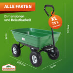 Carrello da Giardino Verde 300kg 75L Ribaltabile - immagine 2