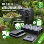 Compostiera da giardino nera 1200l 198x72x83cm - immagine 2