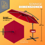 Ombrellone decentrato Mali LED rosso Ø350cm UV30+ - immagine 3