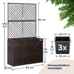Fioriera in polyrattan con traliccio marrone - immagine 2