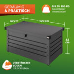 Baule da giardino con serratura grigio metallo - immagine 3