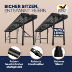 Set 2x Panchina pieghevole nera polyrattan 180cm - immagine 2