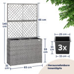 Fioriere con traliccio polyrattan grigio - immagine 3