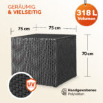 Contenitore da esterno nero polyrattan 75x75x70cm - immagine 2