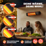 Stufa a infrarossi 2000W colore nero - immagine 2
