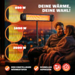 Stufa ad infrarossi 2500W colore nero - immagine 2