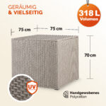 Contenitore da esterno crema polyrattan 75x75x70cm - immagine 2