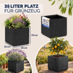 Vaso per fiori Ethica in plastica antracite 36x36x35 cm - immagine 2