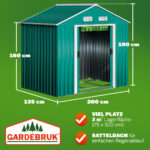 Casetta da giardino verde metallo 200x135x190cm - immagine 2