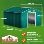 Casetta da giardino verde metallo 260x315x180cm - immagine 2