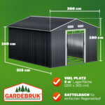 Casetta da giardino antracite metallo 312x257x177,5cm - immagine 2