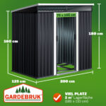Casetta da giardino antracite metallo 200x125x180cm - immagine 3