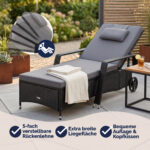 Sdraio da giardino antracite polyrattan 193x90x43cm - immagine 3