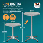 Tavolo alto argento 115x60 cm + copertura rossa &Oslash;60 cm - immagine 2