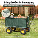Carrello di trasporto 550 kg Verde 110x75x52cm con 4 pneumatici e telone - immagine 3