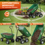 Carrello da Giardino Verde 300kg 75L Ribaltabile - immagine 3