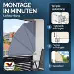 Tenda da Balcone a ventaglio pieghevole antracide 140x140cm - immagine 3