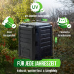 Compostiera da giardino nera 1200l 198x72x83cm - immagine 3