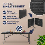 Tavolo da giardino nero optica polyrattan 180x75x73cm - immagine 4