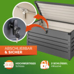 Baule da giardino con serratura grigio metallo - immagine 4