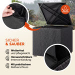 Contenitore da esterno nero polyrattan 75x75x70cm - immagine 3