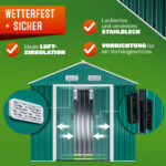 Casetta da giardino verde metallo 200x135x190cm - immagine 3