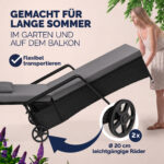 Sdraio da giardino antracite polyrattan 193x90x43cm - immagine 4