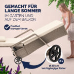 Sdraio da giardino crema polyrattan 193x90x43cm - immagine 4
