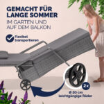 Sdraio da giardino grigio/antracite polyrattan 193x90x43cm - immagine 4