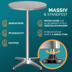 Tavolo alto argento 115x60 cm + copertura rossa &Oslash;60 cm - immagine 3