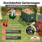 Carrello di trasporto 550 kg Verde 110x75x52cm con 4 pneumatici e telone - immagine 4