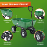 Carrello da Giardino Verde 300kg 75L Ribaltabile - immagine 4