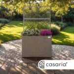 Fioriere con traliccio polyrattan crema - immagine 4