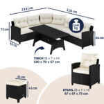 Dinette in polyrattan Nero/Crema 9 posti - immagine 4